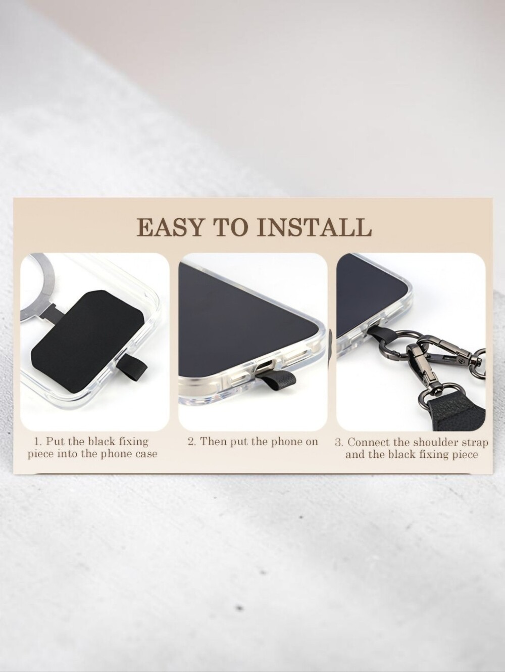 Clip and Go Adjustable Lanyard /  Crossbody Phone Strap w/ Wallet - Black ~ NWT - Picture 5 of 6